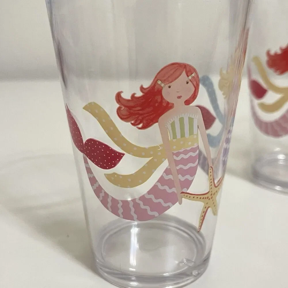 Pottery Barn Kids Mermaid Melamine Plates and Cups Lot